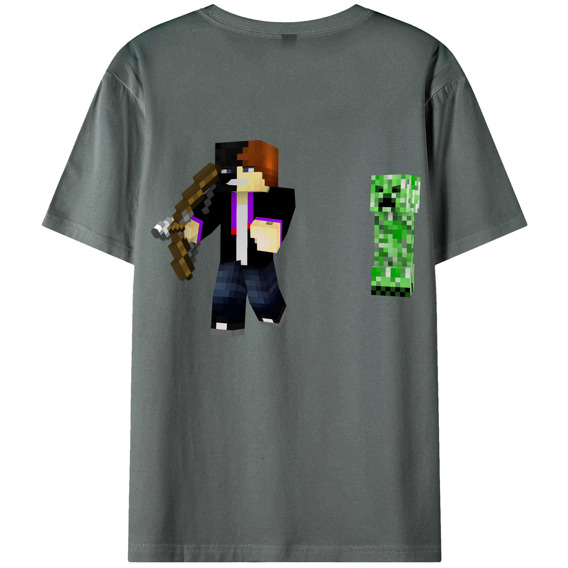 （画像用） マインクラフト ブロックの世界 Minecraft MC Block world 綿100％ メンズ半袖Tシャツ（バックプリント） 通気性